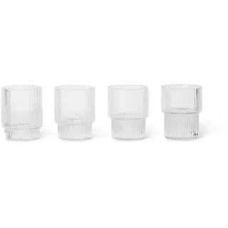 Ferm Living - Ripple Trinkglas small, klar (4er-Set)