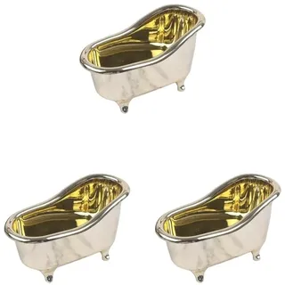 3 Set Badewanne Seifenschale Halter Vintage für Dusche Badezimmer Zubehör Tischplatte Gold, 12 x 7 x 5,5 cm