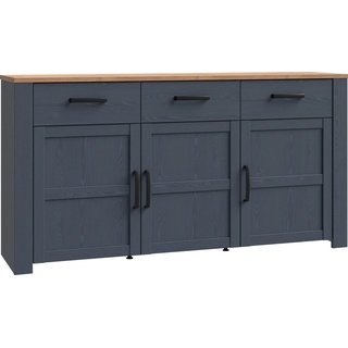 Sideboard FORTE "Bohol" Sideboards Gr. B/H/T: 166 cm x 87,2 cm x 42 cm, 3, 3, blau (riviera oak, navy oak,, oak) Sideboards Breite 166 cm