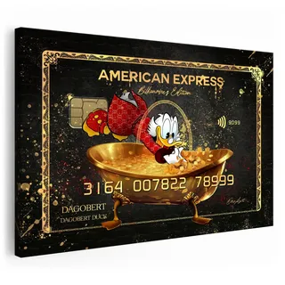 Artmazing Dagobert Duck Bild bunt | Dagobert Duck Leinwand | Coole Wandbilder Wohnzimmer | American Express Bild Dagobert Duck | Bilder Wand | Bild Leinwand XXL | Buntes Poster für Wand, 80x55cm