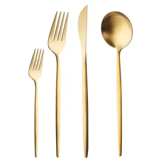 Karaca Bella V2 24-teiliges Besteckset für 6 Personen – Matte Gold