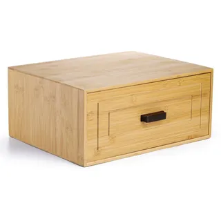 Kingrol Schreibtisch-Schubladen-Organizer aus Bambus mit Griff, 38 x 30 x 16,5 cm, stapelbar, Tisch-Aufbewahrungsbox, Heimbüro, modulare Aufbewahrungsbox mit Schublade für Schrank, Schlafzimmer und