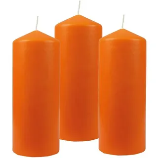 HS Candle Stumpenkerzen Wachskerzen Ø6cm x 17cm (3er Pack) Ocker - Lange Brenndauer, Hergestellt in EU, Kerzen Blockkerzen - Wachs Stumpen