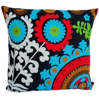 Casa Moro Orientalisches Samtkissen Etna 40x40 cm mit Füllung | Mandala Kissen Bestickt | buntes Dekokissen Boho Hippie Zierkissen quadratisch | MD006