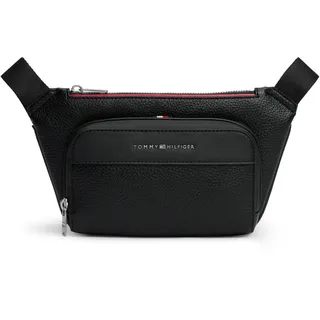 Gürteltasche TOMMY HILFIGER "TH CENTRAL BUMBAG", Gr. B/H/T: 27,3cm x 14,8cm x 3,5cm, schwarz, Lederimitat, Taschen Gürteltasche, Unisex Bauchtasche, Crossbodybag mit zwei Fächern