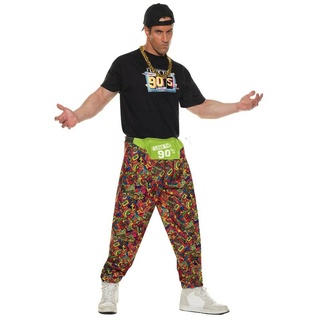 Underwraps Kostüm 90er Jahre Baggy Pants, Lockere Hose im 90s Graffiti-Style bunt XXL