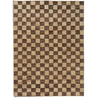 Ferm Living - Check Woll-Jute Teppich, 140 x 200 cm, coffee / natural