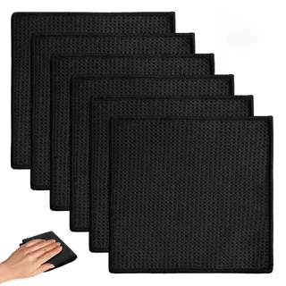 6 Stück Barista Tuch,Putzlappen,20 X 20cm SpüLtücher Waschbar,Spüllappen,Schwarze Geschirrtücher,Mikrofasertuch,Lappen Küche,Mikrofasertücher Schwarz,Küchenlappen,Barista Tücher,Spültuch,Waffeltuch
