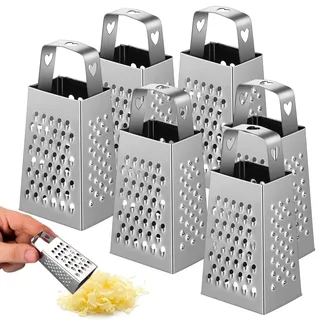 Didiseaon Reibe Edelstahl Mini Käsereibe: 6 Stück Miniatur Küchenreibe Edelstahl Klein Cheese Grater Vierkantreibe Handreibe Gemüseraspel Kartoffelreibe für Rohe Kartoffeln
