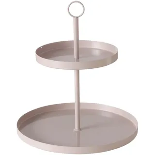 BOLTZE Etagere Samina (Farbe Beige, aus Metall lackiert, 2-Stöckig, Höhe 33 cm, Ø 30 cm, Deko, Minimalistisches Design, Etagenständer für Obst, Desserts und Snacks, Servierplatte) 2050228