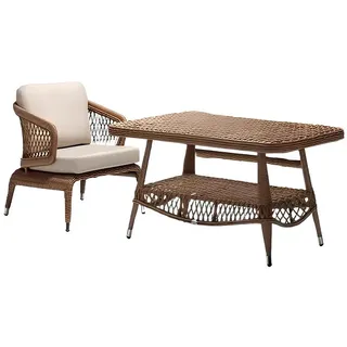 xl moebel gmbh Couchtisch Braun Rattan 78 x 73 cm