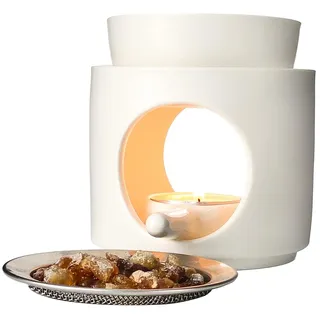 Yeerockal Räucherstövchen Duftlampe 2 in 1 mit Seib and Schale für Aromatherapie und Dekoration (Weiß)