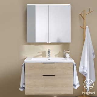 Burgbad Eqio Badmöbel-Set 1, Waschtisch mit Waschtischunterschrank und Spiegelschrank B: 93 SFAN093F3180C0001G0200