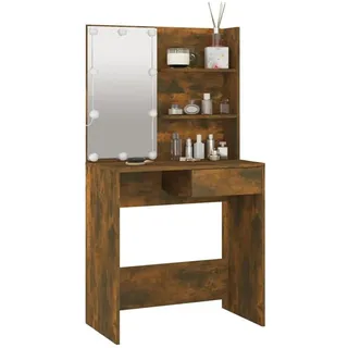 vidaXL Schminktisch mit LED Braun Eiche 74,5x40x141 cm