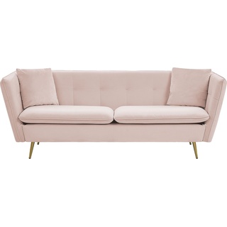 Beliani, Sofa, 3-Sitzer Sofa Samtstoff rosa FREDERICA (3-Sitzer)