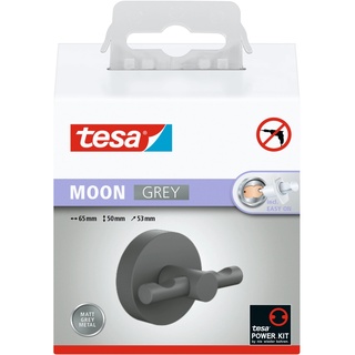 Tesa Moon Grey Bademantelhaken Grau Matt inkl. Klebelösung