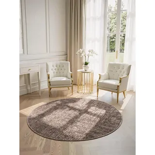 ELLE DECORATION Prisma Kurzflorteppich Ø 200 cm Beige/Braun