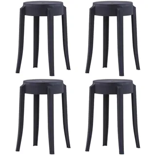 furnicato Hocker Stapelbares Hockerset Schwarz 43x43x45 cm aus robustem PP Kunststoff (4 St), Stapelbare Sitzhocker mit 110 kg Belastbarkeit für den Garten schwarz