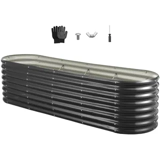 Vevor Hochbeet Pflanzbeet Metall 240 x 60 x 56 cm Dunkelgrau