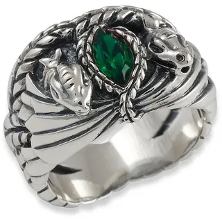 Fingerring DER HERR RINGE "Barahir - Aragorns Ring, 10004057" Fingerringe Gr. 62, Silber 925 (Sterlingsilber), bunt (silberfarben, schwarz, grün, grün) Damen Fingerringe
