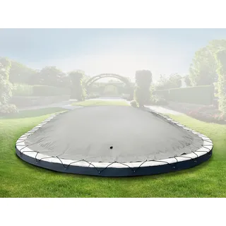 ANKO PLANEN Aufblasbare Poolabdeckung oval - Premium Abdeckplane für den Pool - ideale Winterlösung AirDeluxe (Grau, Poolinnenmaß: 6,23m x 3,60m)
