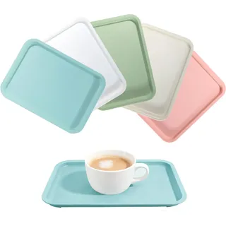 5 Stück Kunststofftablett, Tablett Klein 24.5 x 17.5cm, Tablett Serviertablett, Kleines Tablett, Servier Tablett, Mini Tablett, Kunststoff Tablett für Küche Café Bäckerei Restauran