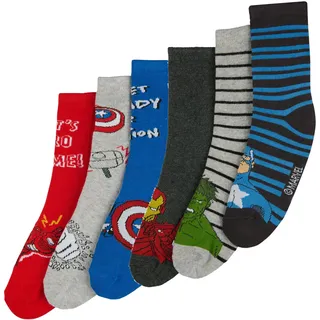 Socken Kinder Jungen, 6 Paar Baumwoll-Mix Spiderman Avengers Paw Patrol | 76 % Baumwolle, atmungsaktiv · flache Zehennaht · Füllung für Adventskalender & Nikolausstiefel · Geschenk zu Weihnachten - 31-34