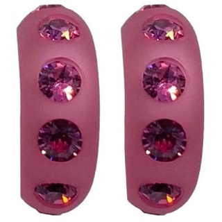 Coloristers Ohrring-Set Ohrringe Piccolo Creole Pink mit Pinken Kristallen