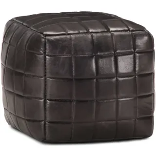 vidaXL Pouf Echtes Ziegenleder 40 x 40 x 40 cm Schwarz