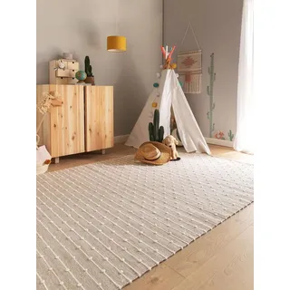 benuta Kinderteppich Lupo, rechteckig, Höhe: 5 mm, Kuscheliger Teppich fürs Kinderzimmer, Kinder-Motiv, Sanft, Weich beige|weiß 120 cm x 170 cm x 5 mm