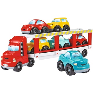 Ecoiffier - Abrick Autotransporter Spielzeug - großer LKW inkl. 6 Spielzeug-Autos, mit befahrbarer Rampe, für Jungen und Mädchen ab 18 Monaten
