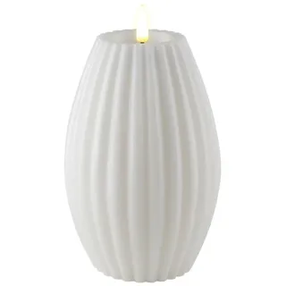 Deluxe Homeart Stripe Flammenlose LED-Kerze - mit Real FlameTM-Technologie - batteriebetriebene Kerze (10 x 15 cm, weiß)