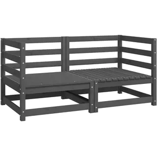 vidaXL Garten Ecksofas 2 STK., Modular Gartenmöbel, Sofa Lounge Sessel für Garten Terrasse Balkon, Gartensofa Gartensessel, Grau Kiefer Massivholz