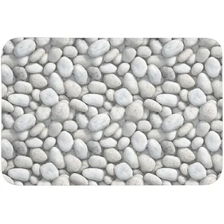 BADEMATTE Steine - Grau - Oval Badvorleger 90x60 cm