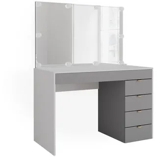 Vicco Schminktisch Elise Weiß Grau 115 x 76 cm modern Frisiertisch Schubladen Spiegel LED-Beleuchtung