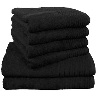 Handtuch Set DYCKHOFF "Brillant" Handtuch-Sets Gr. 6 tlg., schwarz Handtücher Badetücher mit Streifenbordüre