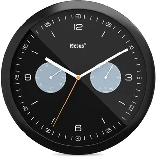 MEBUS Quarz-Wanduhr 26,5 cm 16100 schwarz