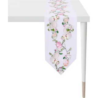 APELT Tischband APELT "6907 HAPPY EASTER, Osterdeko, Ostern", bunt (weiß, flieder, rosa, grün), B:25cm L:175cm, Baumwolle, Polyester, Tischdecken, Digitaldruck