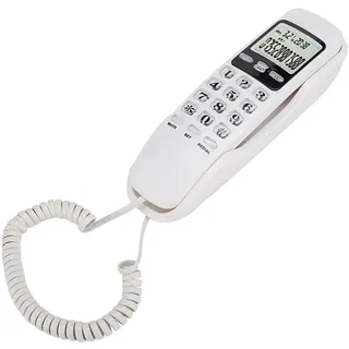 Wand-Schnurlostelefon, DTMF/FSK-Dualsystem Englisch Weißes LCD-Kabel-Tischtelefon, Festnetzanschluss mit Dual-Anrufer-ID-System