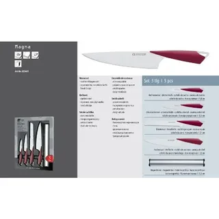 Messer - Set 5 Tlg. Magna mit Magnetleiste aus Metall Kochmesser - Set