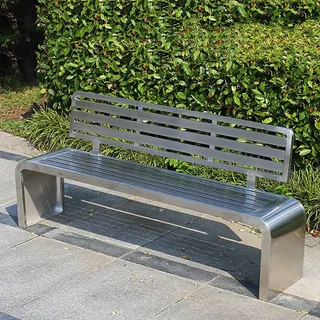 YCYHXJB Sitzbank Outdoor aus Edelstahl, Gartenbank Wetterfest mit Lattenrückenlehne, Gartenbank Metall für Garten, Rasen und Wege(160x40x80cm/63x16x31in)