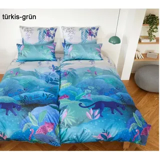 Elegante Bettwäsche Fairytale - 135x200 cm + 40x80 cm	türkis-grün