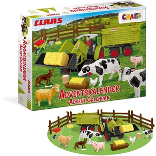 CRAZE Adventskalender Kinder CLAAS Spielzeug Adventskalender mit Bauernhof Figuren und Traktor, 24 Überraschungen, Adventskalender Jungen
