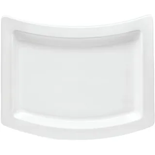 van Well Servierplatte Platte curved, 31 cm, 1 Stück, Steingut, (1-tlg), spülmaschinen- und mikrowellengeeignet weiß