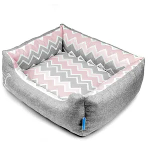 LUBEN Schlafsofa Spring Chevron New M, Grau/Rosa, Schwarz