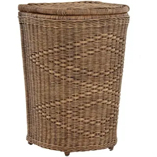 Krines Home Wäschetruhe Edle Rattan Wäschetonne Wäschekorb mit Deckel Korb Aufbewahrung, Truhe für Wäsche mit Inlett Wäschesammler braun