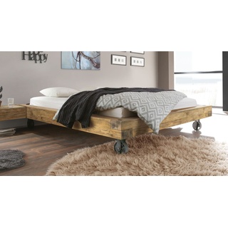 Bett ohne Kopfteil Wildeiche im Industrial-Look 160x210 cm - Quesada