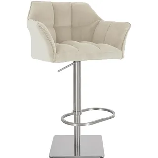 CLP Barhocker höhenverstellbar Damaso Cord Edelstahl Creme