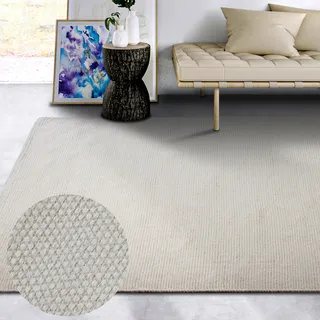 ELLE DECORATION Wollteppich ELLE DECORATION "Pradesh", weiß (naturweiß), B:60cm H:10mm L:90cm, Wolle, Teppiche, Handgewebt, Wolle, Natur, Läufer, Wohnzimmer, Schlafzimmer, Skandi