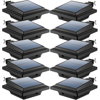 Coisini Dachrinnenleuchte 10Stk. Solar Zaunlampen 40LEDs Lichtsensor Wegeleuchte für Haus, Zaun schwarz